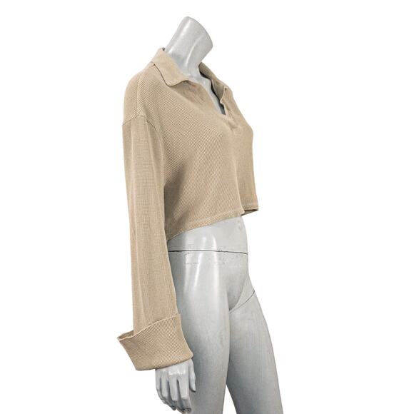 The RANGE Women's Cropped Waffle knit Top Cotton blend size Small - Picture 4 of 11